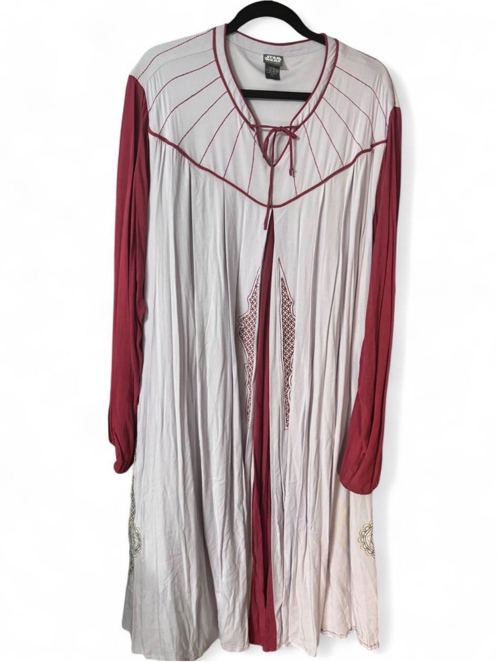 Her Universe Two-Tone Long Sleeve Dress in White & Burgundy